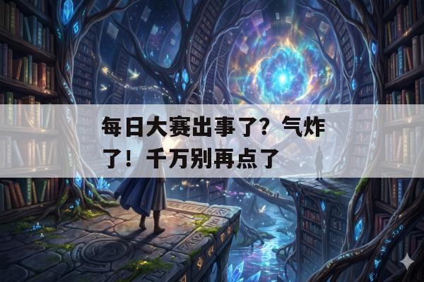 每日大赛出事了？气炸了！千万别再点了